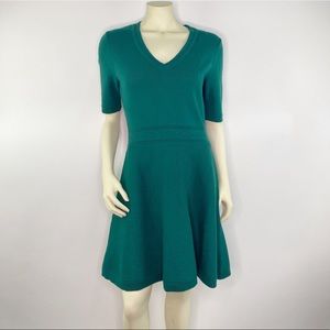 Eliza J Green Eyelet Fit & Flare Sweater Dress Large NEW